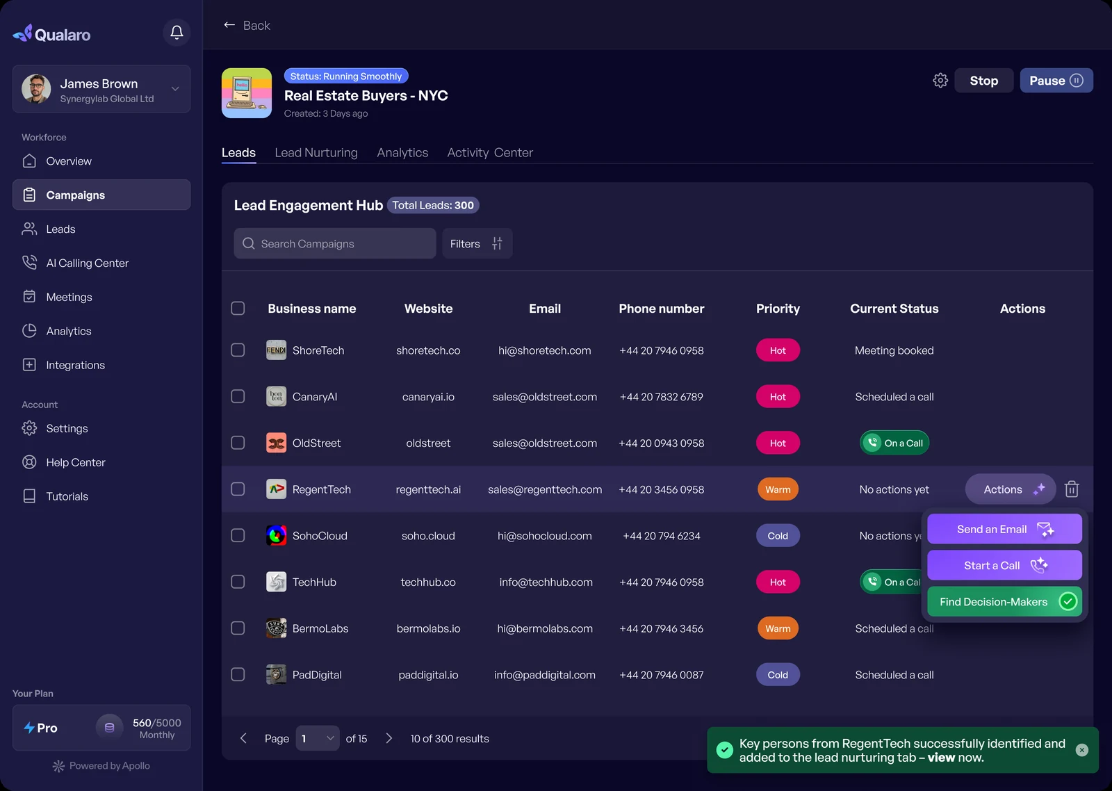 Qualaro lead engagement hub